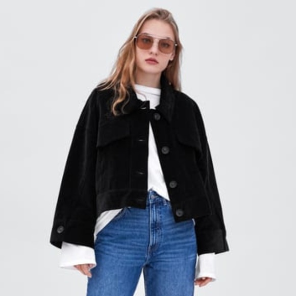 zara corduroy jacket black